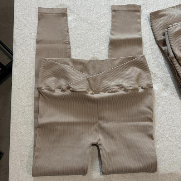 Nikibiki Mocha Cross Over Ribbed Leggings - Picture 1 of 5